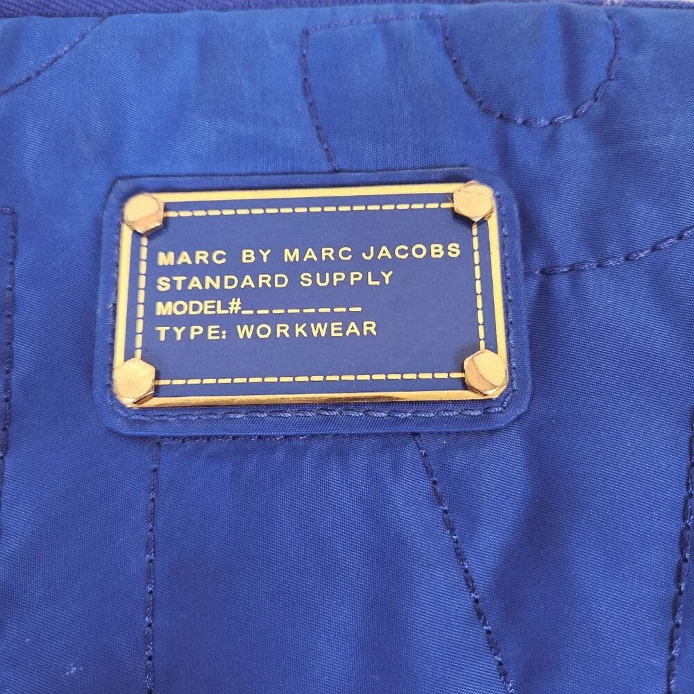 Marc By Marc Jacobs Case Bag Blue Fits 9 inch Tablet Metal Logo Zipper Padded